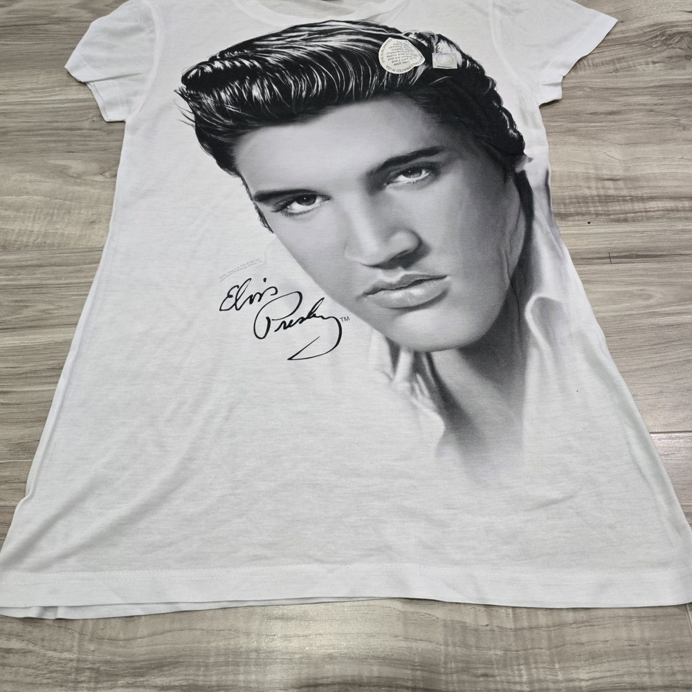 Elvis Presley Big Face Graphic Print White Shirt 2015 Youth XL - Picture 2 of 10